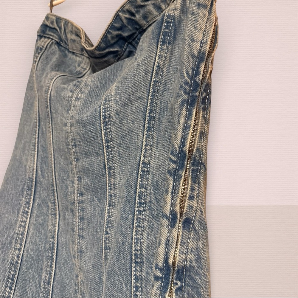 Zara Bandeau Denim Mini Dress - Picture 5 of 5